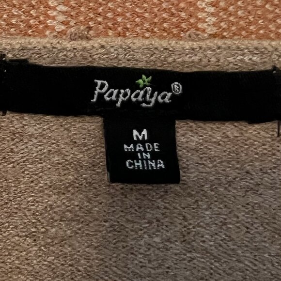 Papaya Women’s Cardigan  V Neck Buttons Crop Sweater Beige Medium Size Flowers - Picture 5 of 11